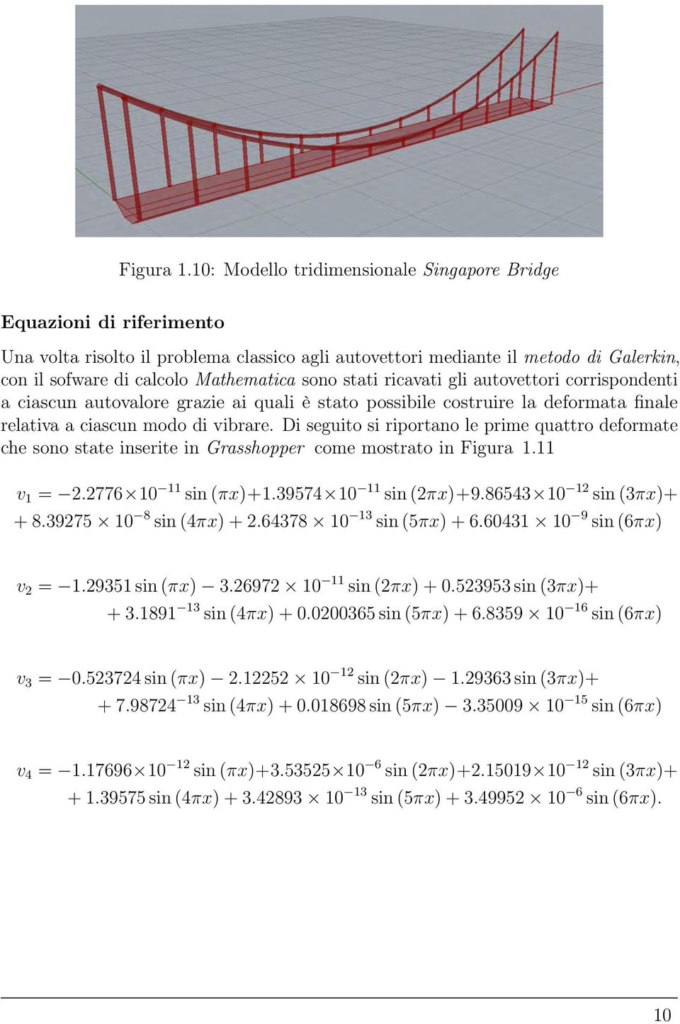 sono stati ricavati gli autovettori corrispondenti a ciascun autovalore grazie ai quali è stato possibile costruire la deformata finale relativa a ciascun modo di vibrare.