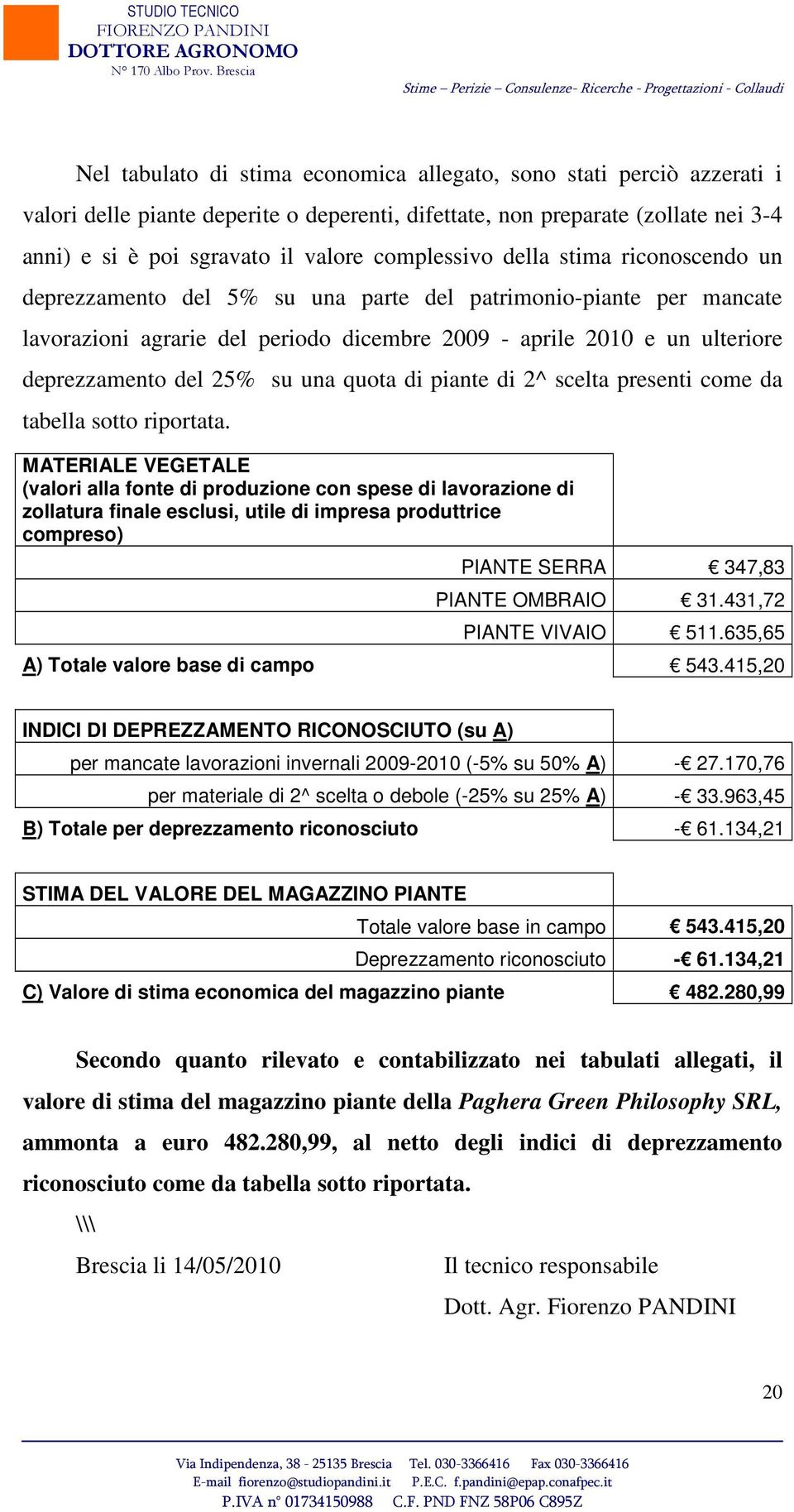 del 25% su una quota di piante di 2^ scelta presenti come da tabella sotto riportata.