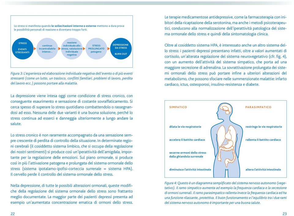 .. reazione individuale allo stress, valutazione individuale negativa STRESS PROLUNGATO patogeno DEPRESSIONE DA STRESS BURN OUT Figura 3: L esperienza ed elaborazione individuale negativa dell evento