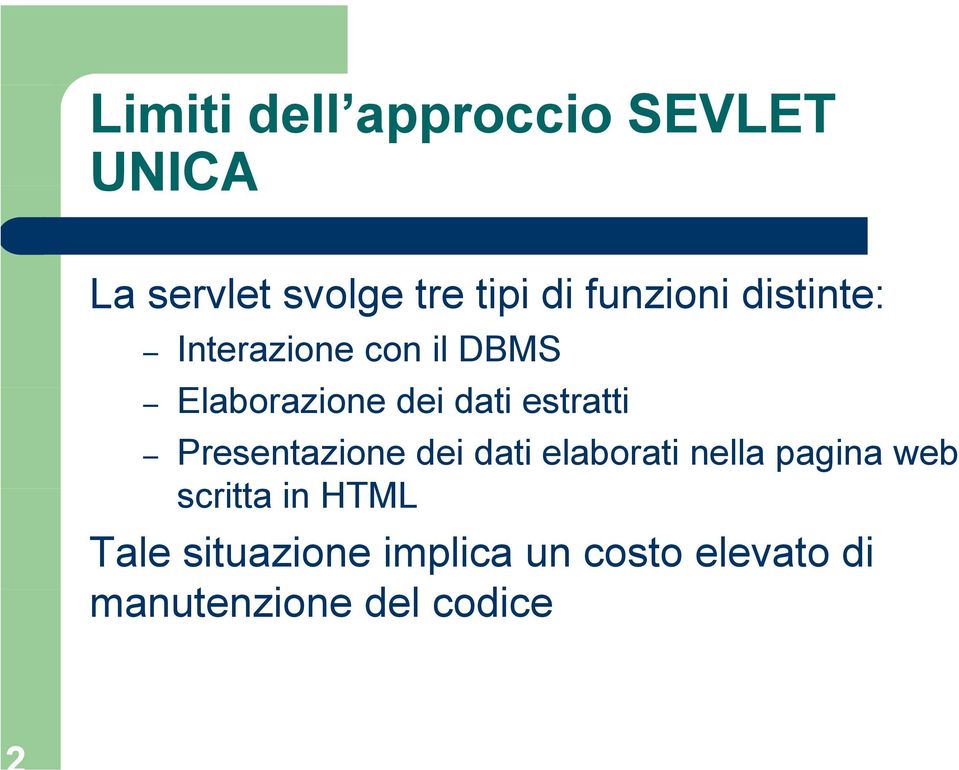 estratti Presentazione dei dati elaborati nella pagina web scritta