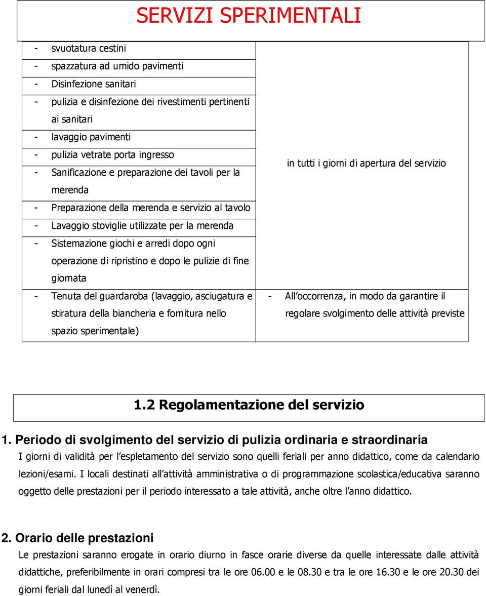 e arredi dopo ogni operazione di ripristino e dopo le pulizie di fine giornata - Tenuta del guardaroba (lavaggio, asciugatura e stiratura della biancheria e fornitura nello spazio sperimentale) in