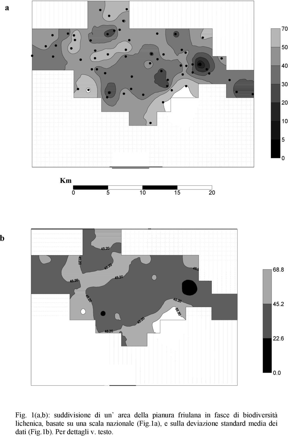 biodiversità lichenica, basate su una scala nazionale (Fig.