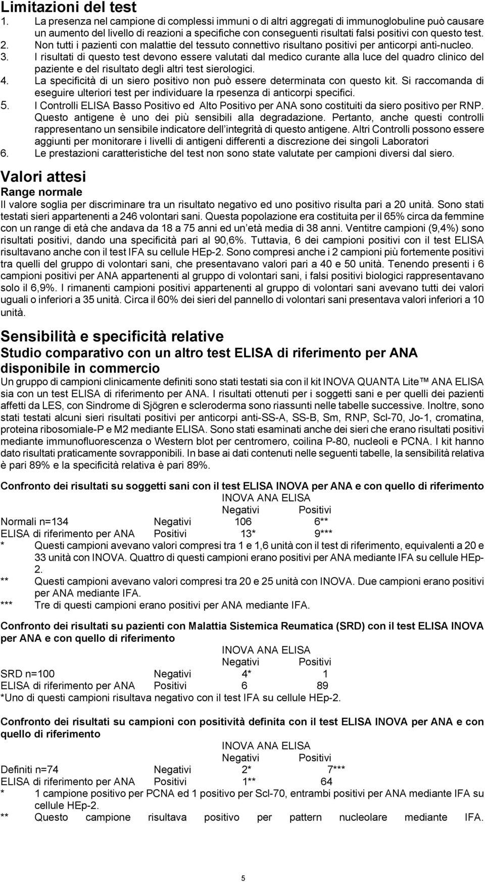 test. 2. Non tutti i pazienti con malattie del tessuto connettivo risultano positivi per anticorpi anti-nucleo. 3.