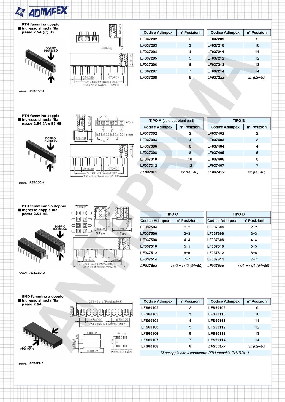 54 serie: PS1MS-1 n Posizioni n Posizioni LF037202 2 LF037209 9 LF037203 3 LF037210 10 LF037204 4 LF037211 11 LF037205 5 LF037212 12 LF037206 6 LF037213 13 LF037207 7 LF037214 14 LF037208 8 LF0372xx