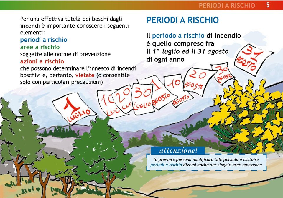 consentite solo con particolari precauzioni) PERIODI A RISCHIO Il periodo a rischio di incendio è quello compreso fra il 1 luglio ed il 31