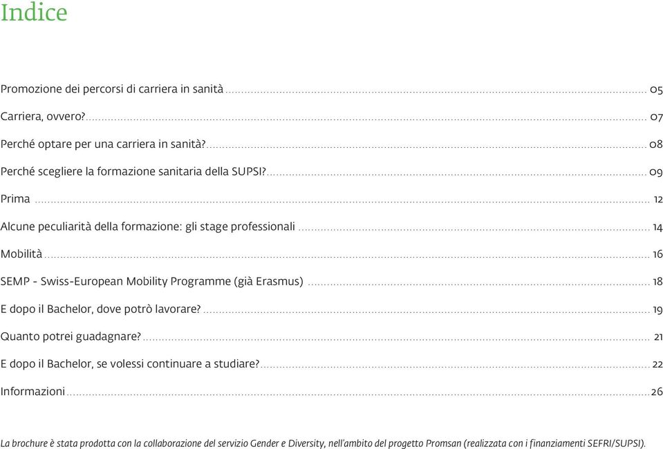 .. 16 SEMP - Swiss-European Mobility Programme (già Erasmus)... 18 E dopo il Bachelor, dove potrò lavorare?... 19 Quanto potrei guadagnare?