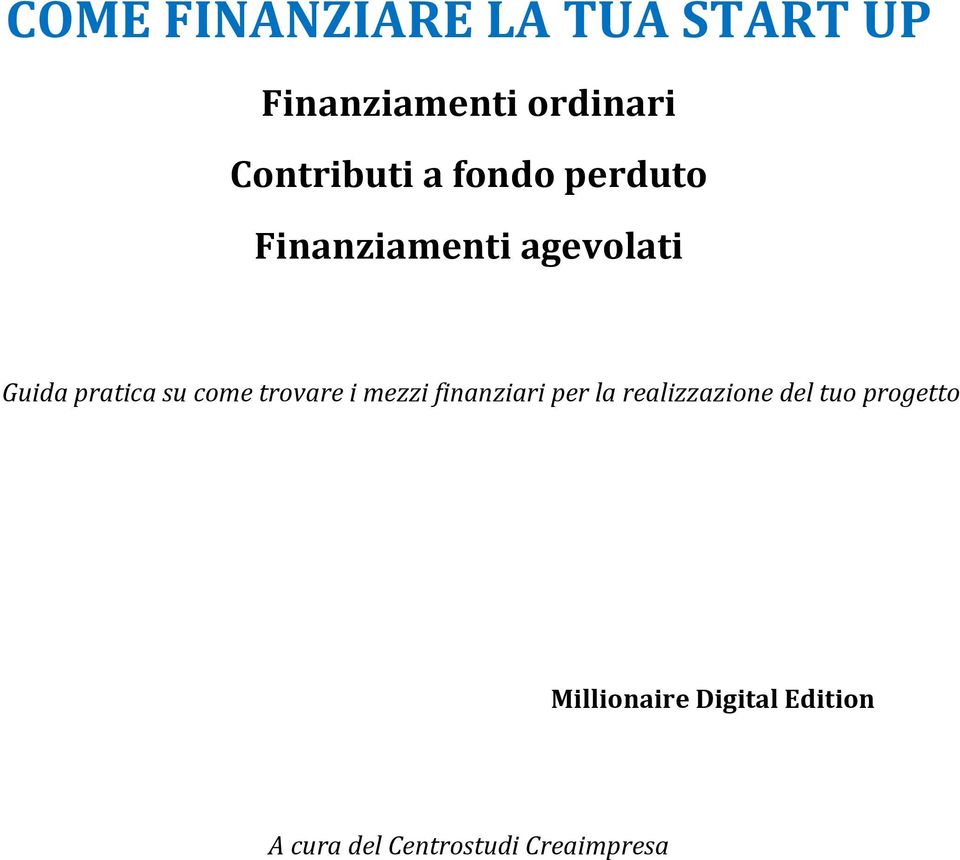 pratica su come trovare i mezzi finanziari per la realizzazione