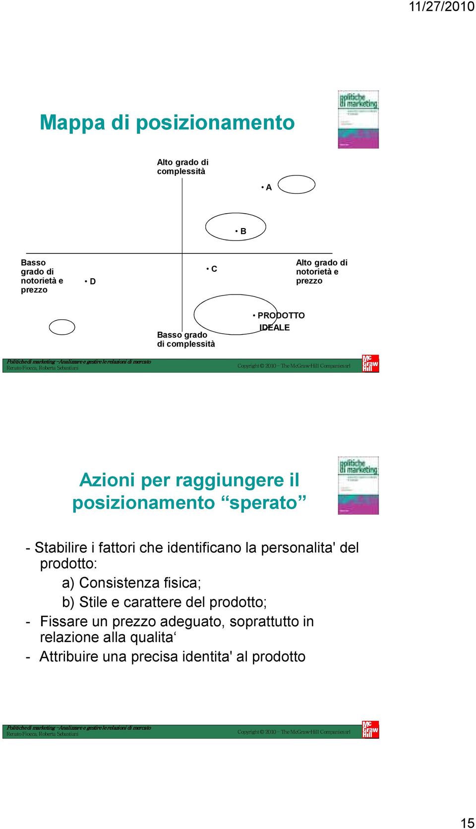 fattori che identificano la personalita' del prodotto: a) Consistenza fisica; b) Stile e carattere del prodotto; -