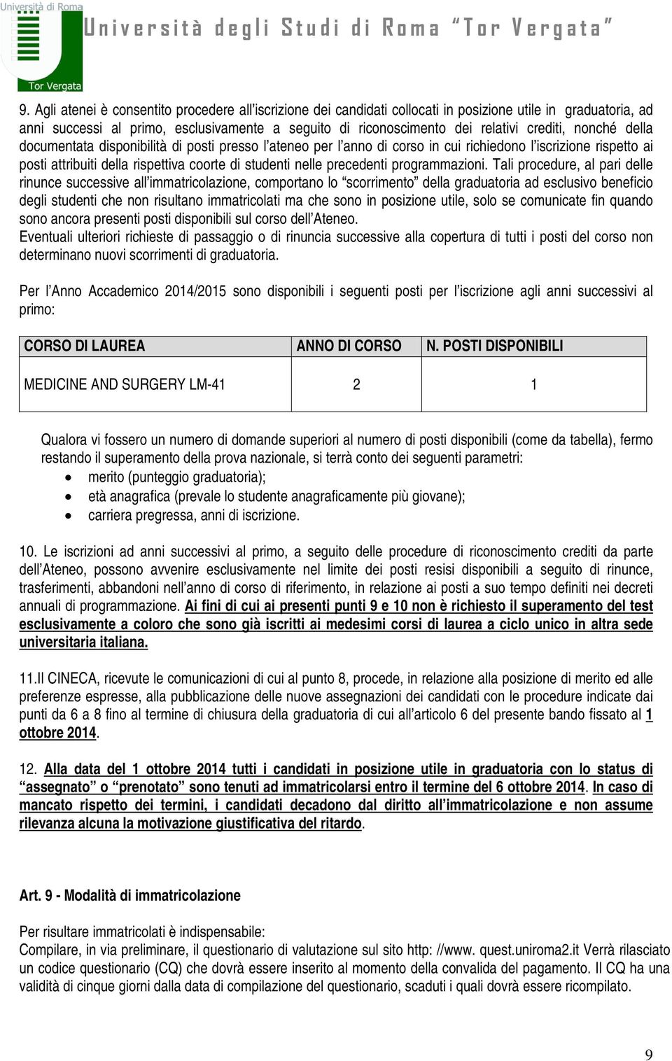 precedenti programmazioni.