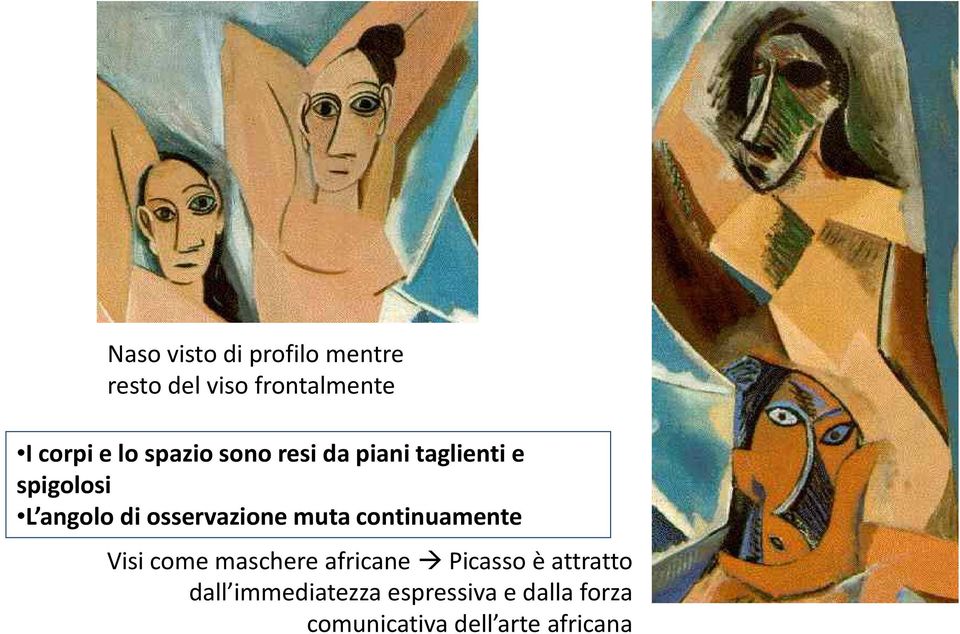 osservazione muta continuamente Visi come maschere africane Picasso è