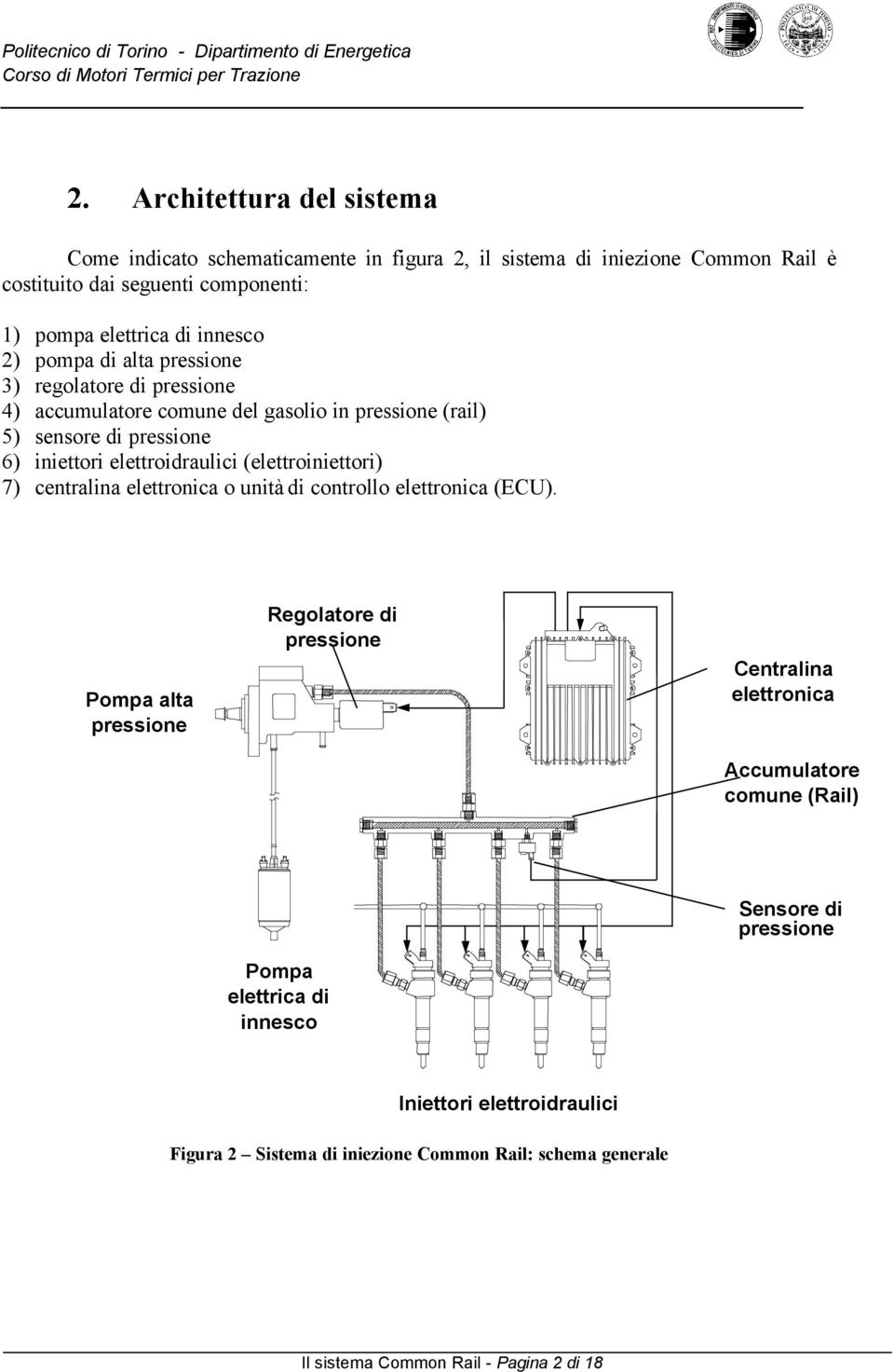 (elettroiniettori) 7) centralina elettronica o unità di controllo elettronica (ECU).