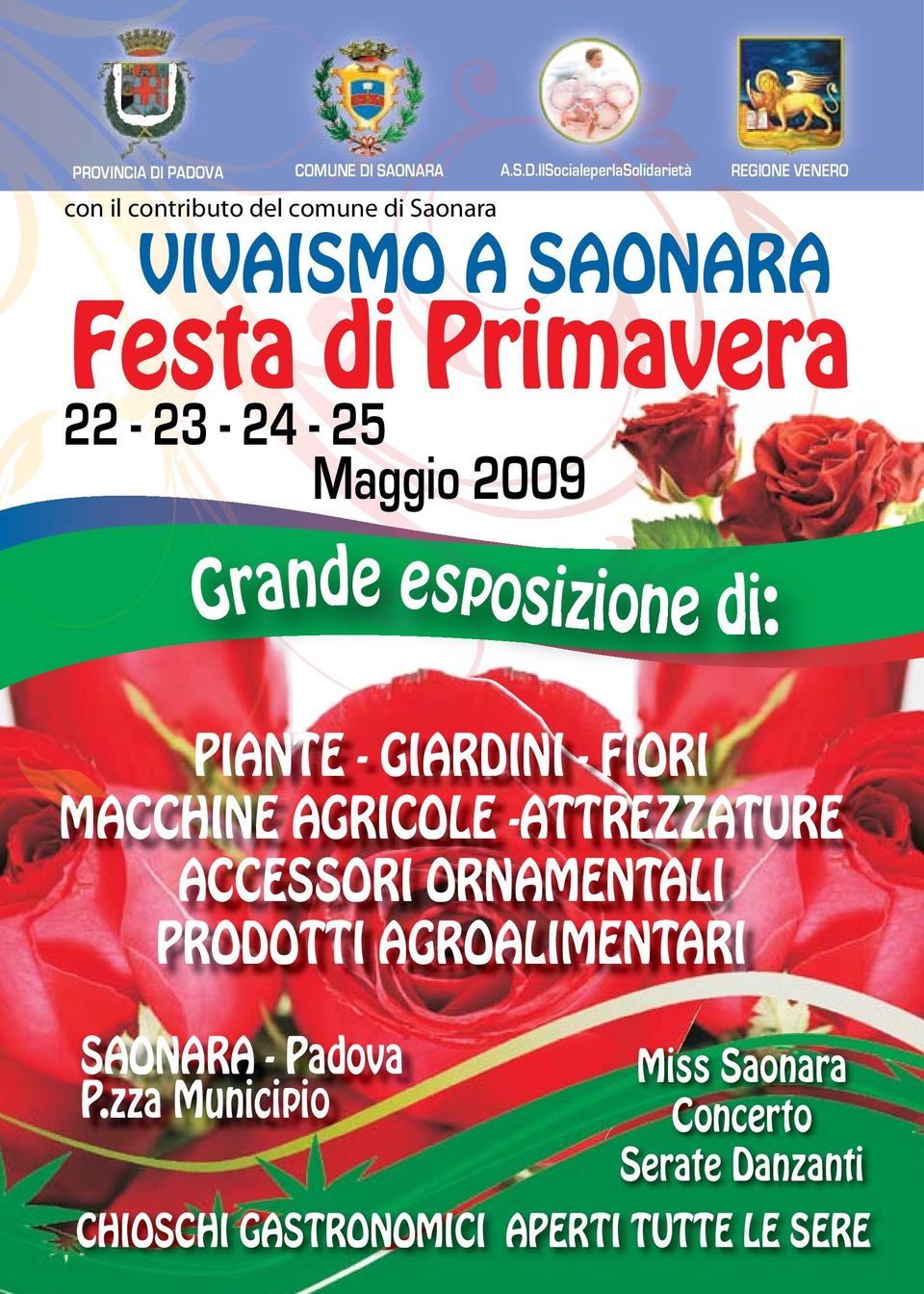 Saonara VIVAISMO A SAONARA Festa di Primavera 22-23 - 24-25 Maggio 2009 Grande esposizione di: PIANTE -