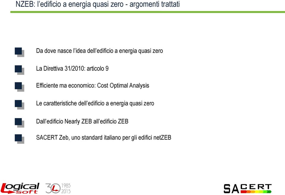 economico: Cost Optimal Analysis Le caratteristiche dell edificio a energia quasi zero