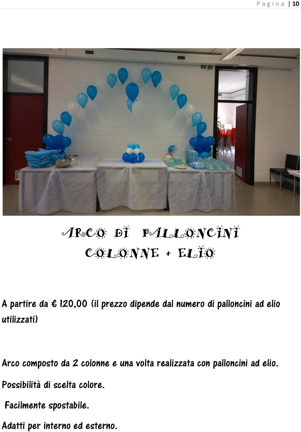 composto da 2 colonne e una volta realizzata con palloncini ad elio.