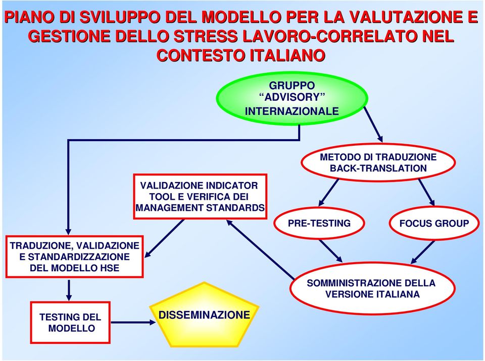 INDICATOR TOOL E VERIFICA DEI MANAGEMENT STANDARDS PRE-TESTING FOCUS GROUP TRADUZIONE, VALIDAZIONE E