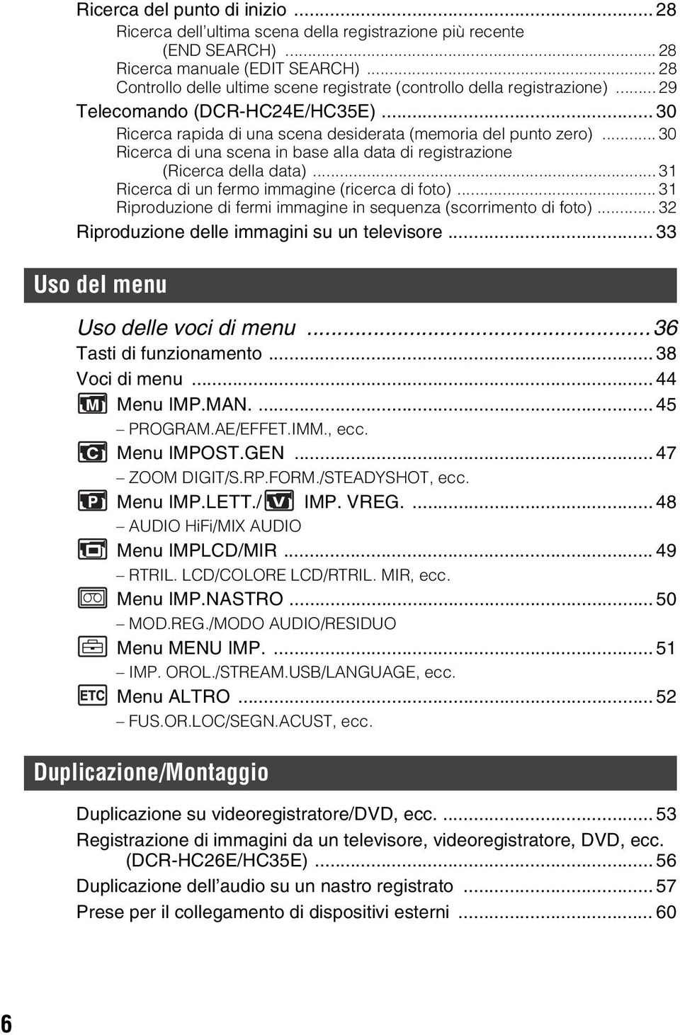 .. 30 Ricerca di una scena in base alla data di registrazione (Ricerca della data)... 31 Ricerca di un fermo immagine (ricerca di foto).