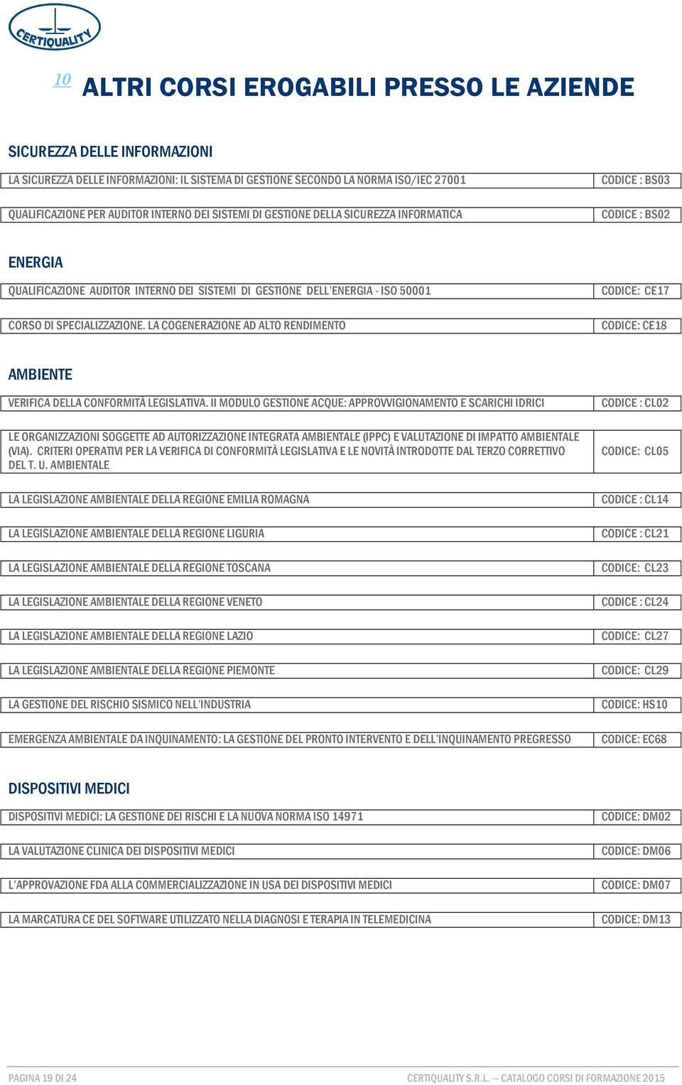 LA COGENERAZIONE AD ALTO RENDIMENTO CODICE: CE17 CODICE: CE18 AMBIENTE VERIFICA DELLA CONFORMITÀ LEGISLATIVA.