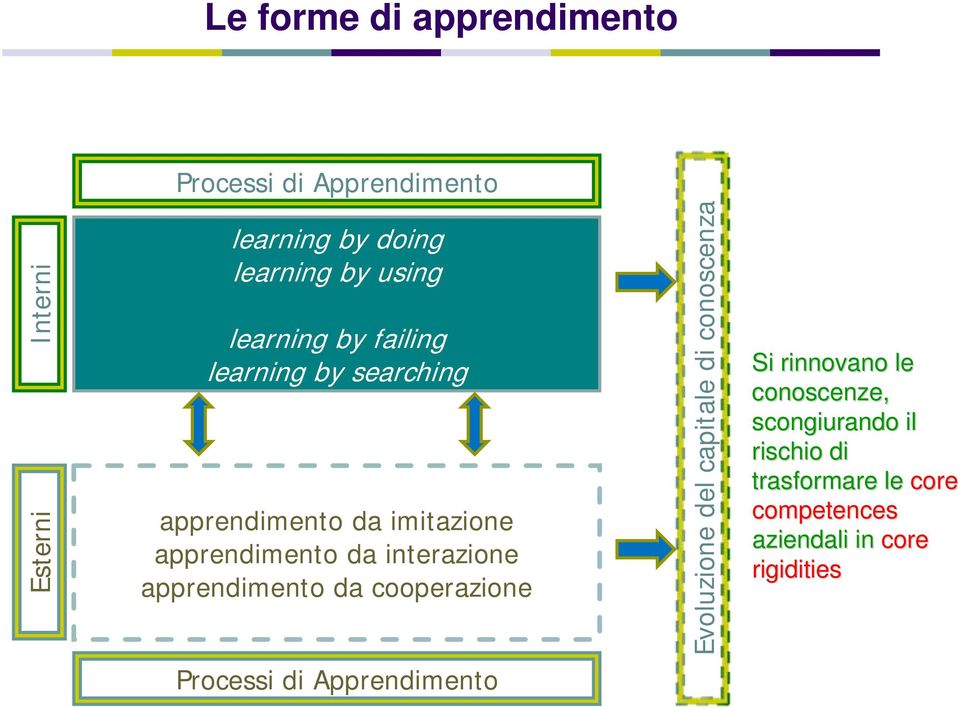 interazione apprendimento da cooperazione Evoluzione del capitale di conoscenza Si rinnovano le