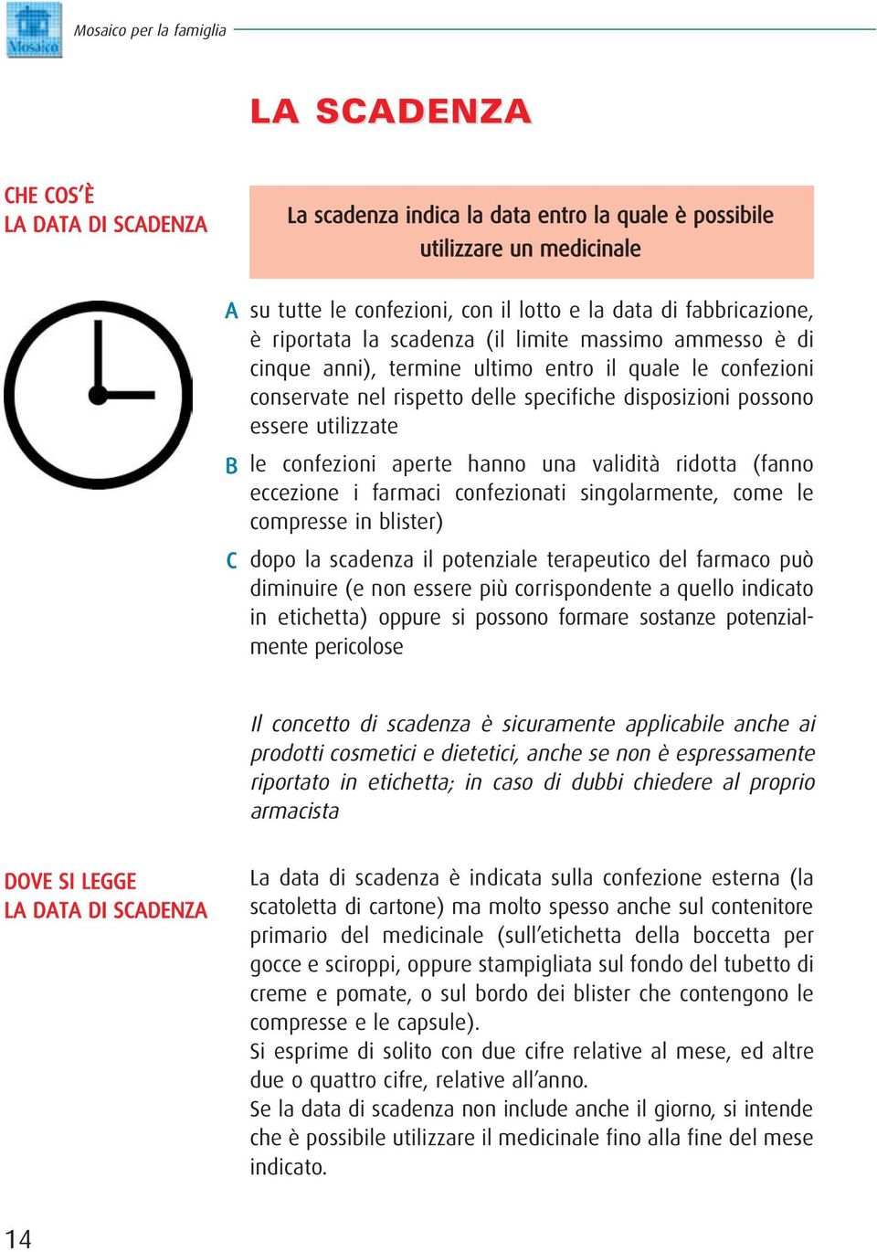 utilizzate B le confezioni aperte hanno una validità ridotta (fanno eccezione i farmaci confezionati singolarmente, come le compresse in blister) C dopo la scadenza il potenziale terapeutico del