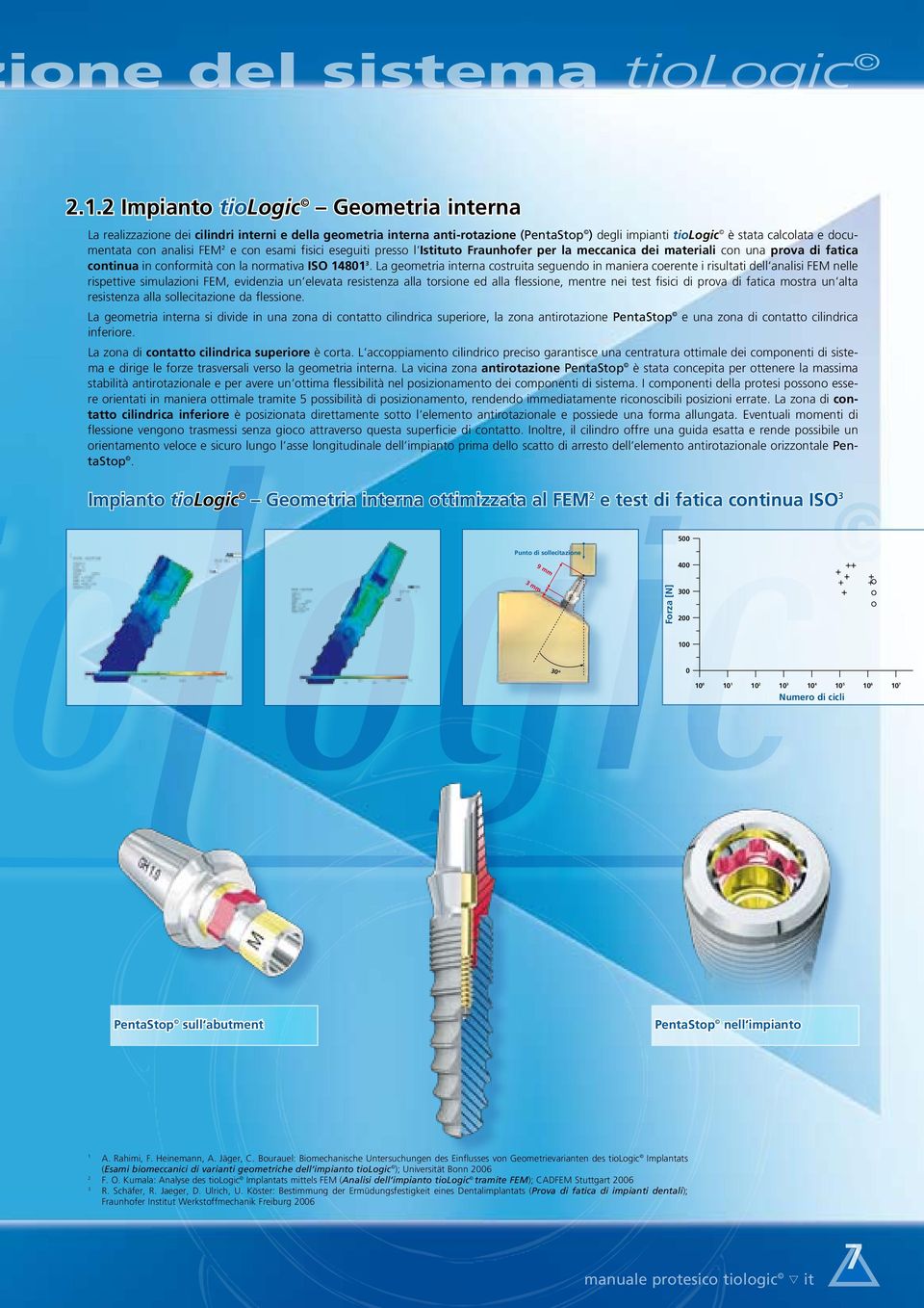 FEM 2 e con esami fisici eseguiti presso l Istituto Fraunhofer per la meccanica dei materiali con una prova di fatica continua in conformità con la normativa ISO 14801 3.