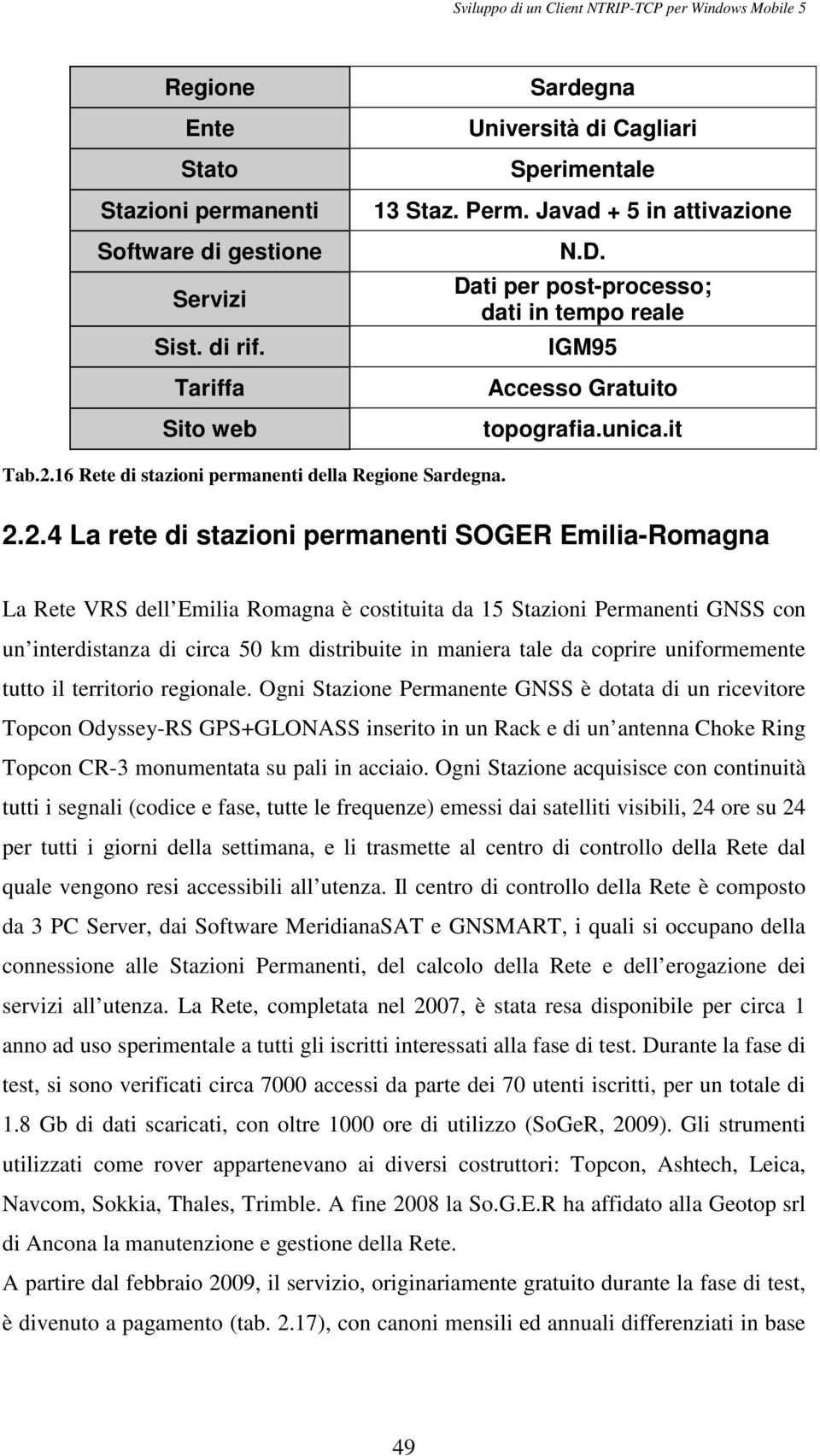 16 Rete di stazioni permanenti della Regione Sardegna. 2.