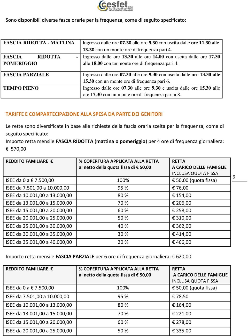 00 con un monte ore di frequenza pari 4. Ingresso dalle ore 07.30 alle ore 9.30 con uscita dalle ore 13.30 alle 15.30 con un monte ore di frequenza pari 6. Ingresso dalle ore 07.30 alle ore 9.30 e uscita dalle ore 15.