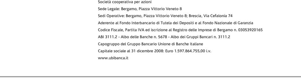 iscrizione al Registro delle Imprese di Bergamo n. 03053920165 ABI 3111.