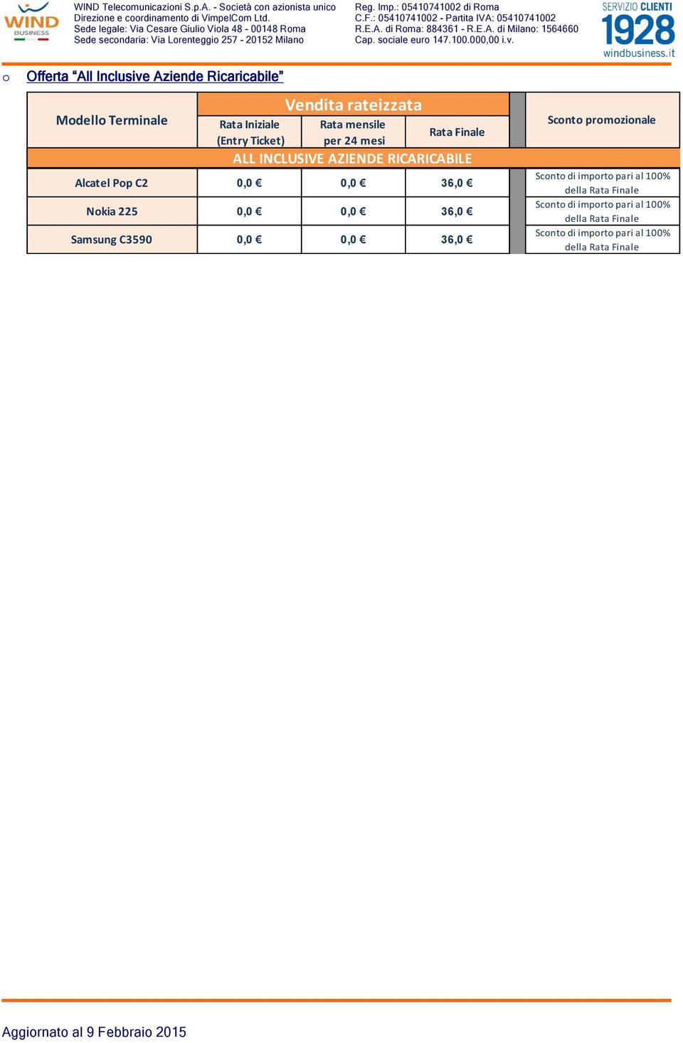 A. di Rma: 884361 - R.E.A. di Milan: 1564660 Cap. sciale eur 147.100.000,00 i.v.