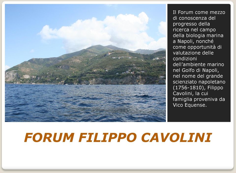 dell ambiente marino nel Golfo di Napoli, nel nome del grande scienziato napoletano