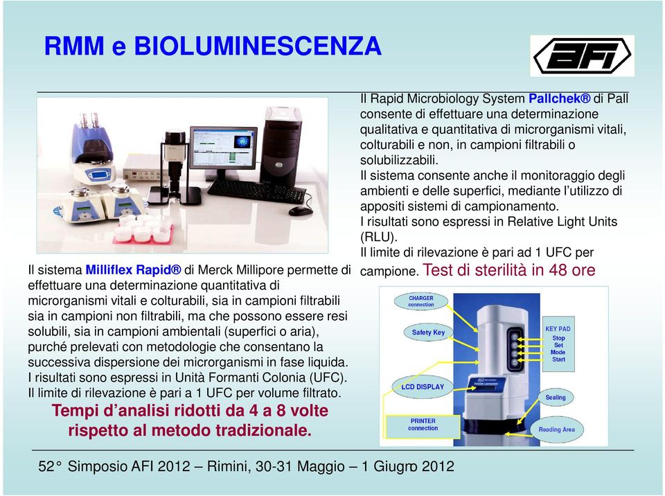 microrganismi in fase liquida. I risultati sono espressi in Unità Formanti Colonia (UFC). Il limite di rilevazione è pari a 1 UFC per volume filtrato.