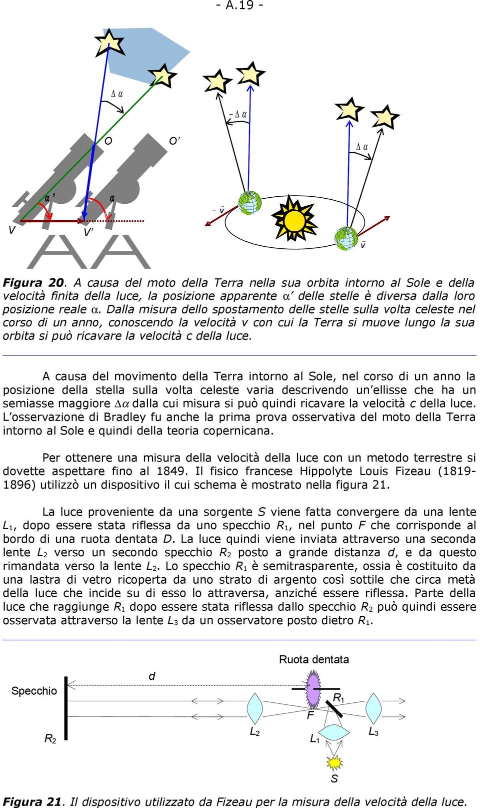 Dalla misura dello spostamento delle stelle sulla volta celeste nel corso di un anno, conoscendo la velocità v con cui la Terra si muove lungo la sua orbita si può ricavare la velocità c della luce.