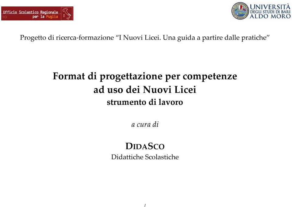 progettazione per competenze ad uso dei Nuovi Licei