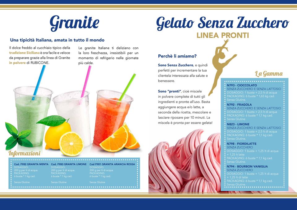 F980 GRANITA LIMONE DOSAGGIO: 200 g per lt di acqua. PACKAGING: 6 buste * 1 kg cad.