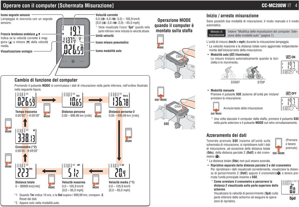 Visualizzazione orologio Velocità corrente 0,0 ( :4,0 / :3,0) 105,9 km/h [0,0 ( :3,0 / :2,0) 65,0 mph] * Viene visualizzata l icona Spd quando nella parte inferiore viene indicata la velocità attuale.