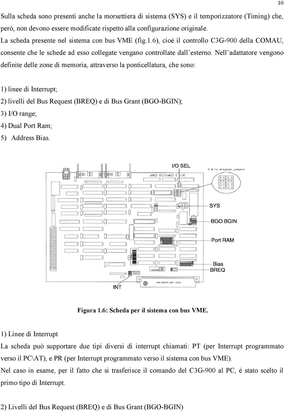 Nell adattatore vengono definite delle zone di memoria, attraverso la ponticellatura, che sono: 10 1) linee di Interrupt; 2) livelli del Bus Request (BREQ) e di Bus Grant (BGO-BGIN); 3) I/O range; 4)