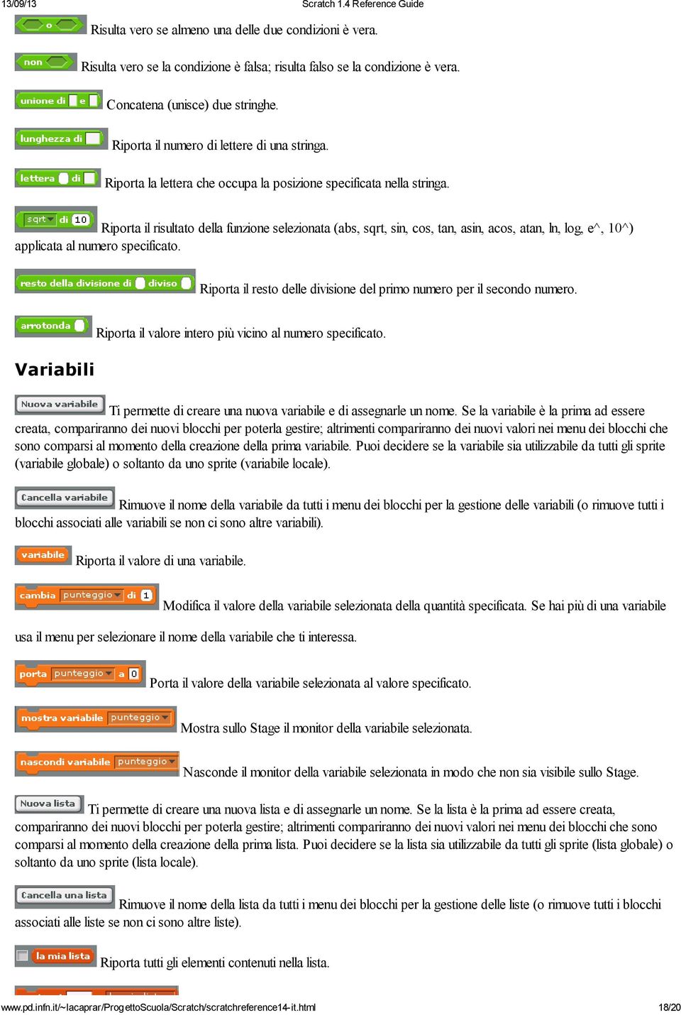 Riporta il risultato della funzione selezionata (abs, sqrt, sin, cos, tan, asin, acos, atan, ln, log, e^, 10^) applicata al numero specificato.