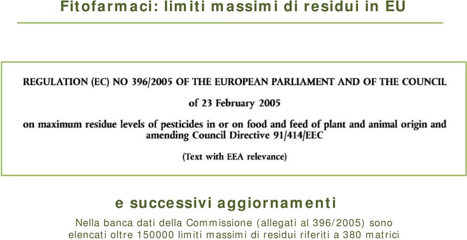 Commissione (allegati al 396/2005) sono elencati