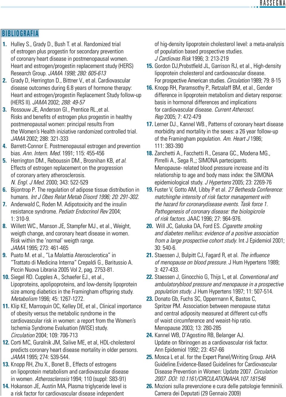 8 years of hormone therapy: Heart and estrogen/progestin Replacement Study follow-up (HERS II). JAMA 2002; 288: 49-57 3. Rossouw JE, Anderson GI., Prentice RL.,et al.