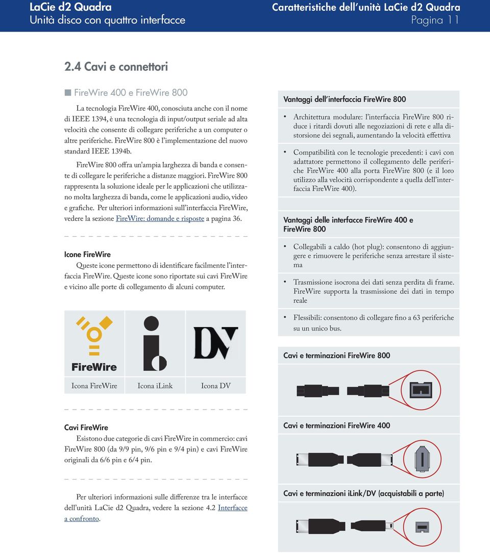 collegare periferiche a un computer o altre periferiche. FireWire 800 è l implementazione del nuovo standard IEEE 1394b.