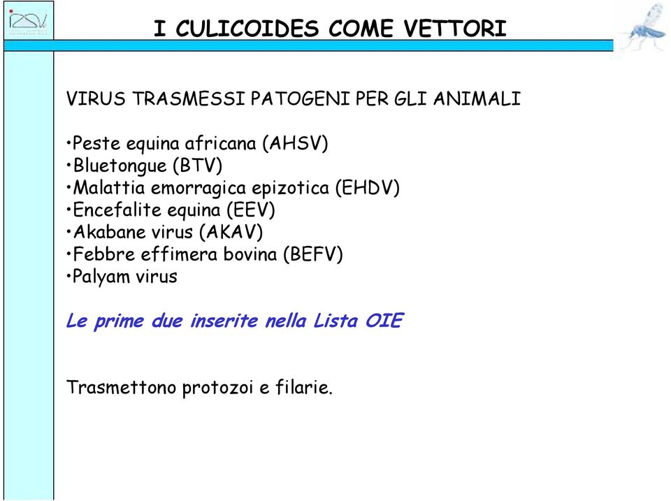 Encefalite equina (EEV) Akabane virus (AKAV) Febbre effimera bovina (BEFV)