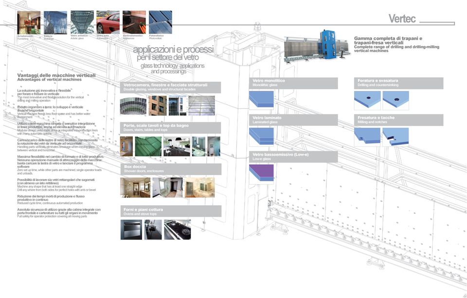 applicazioni e processi per il settore del vetro glass technology applications and processings Vetrocamera, finestre e facciate strutturali Double glazing, windows and structural facades Vetro