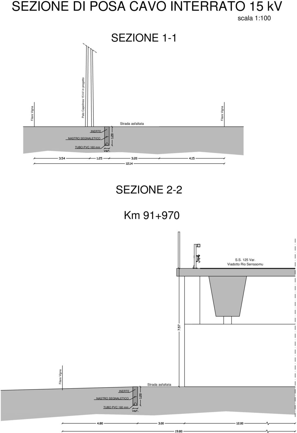 25 ml Strada asfaltata Filare Vigna INERTE NASTRO SEGNALETICO TUBO PVC 160 mm SEZIONE 2-2 Km