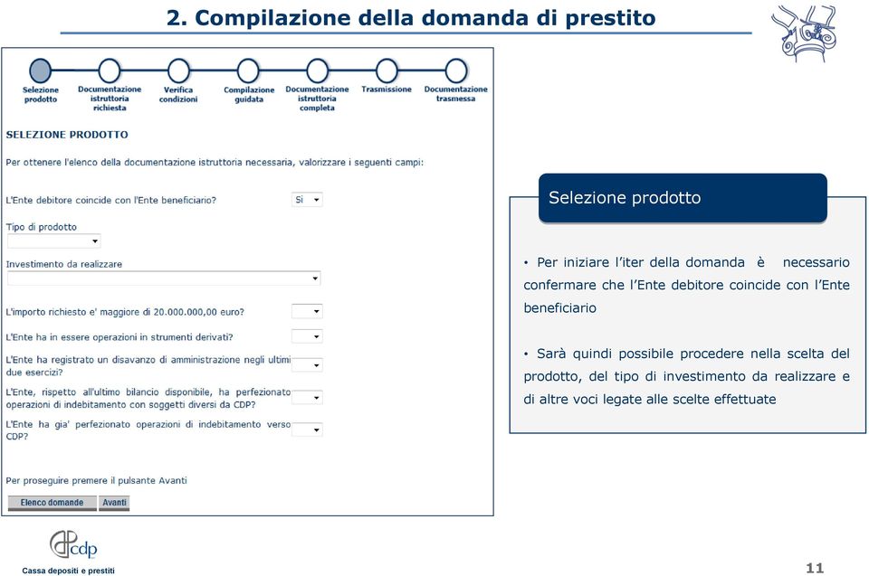 Ente beneficiario Sarà quindi possibile procedere nella scelta del prodotto,