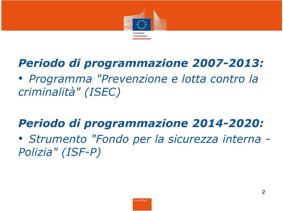 (ISEC) Periodo di programmazione 2014-2020: