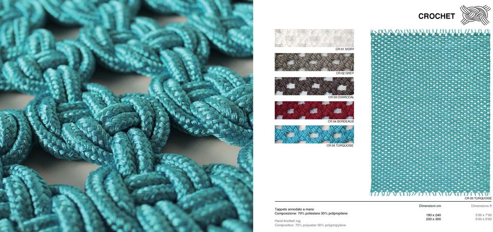 polipropilene Hand knotted rug Composition: 70% polyester 30%