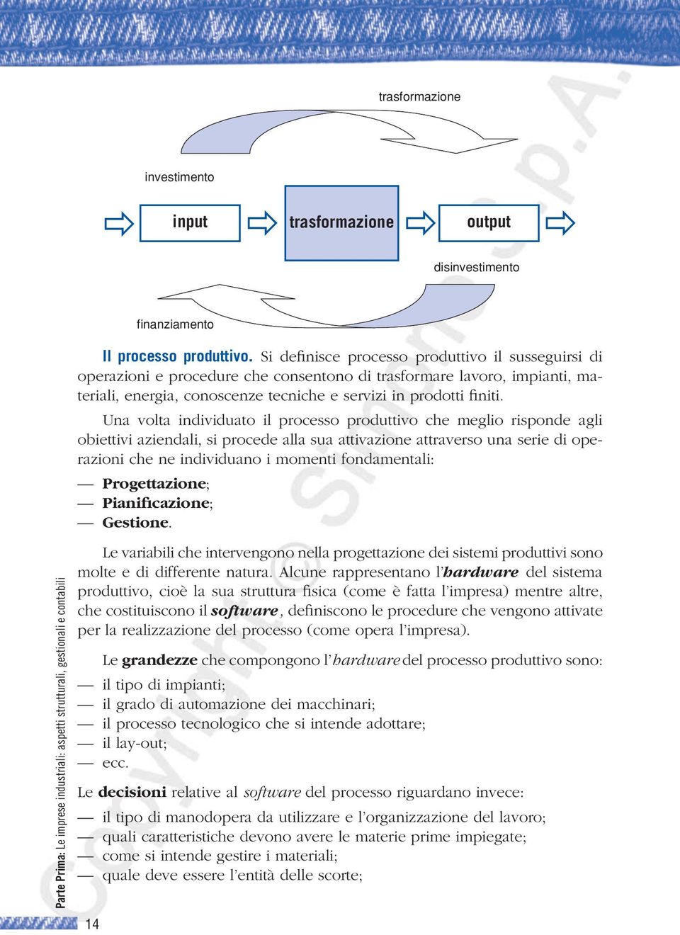 Una volta individuato il processo produttivo che meglio risponde agli obiettivi aziendali, si procede alla sua attivazione attraverso una serie di operazioni che ne individuano i momenti