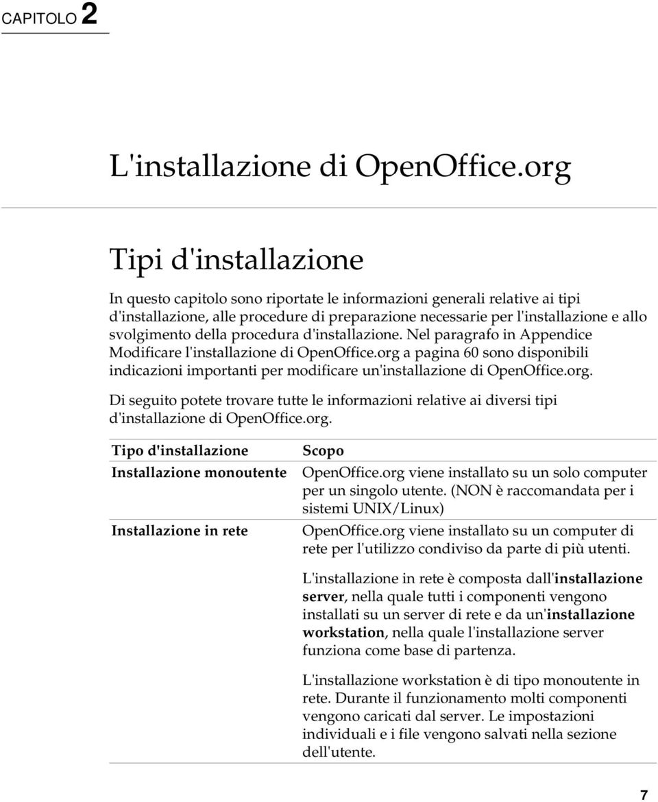 della procedura d'installazione. Nel paragrafo in Appendice Modificare l'installazione di OpenOffice.