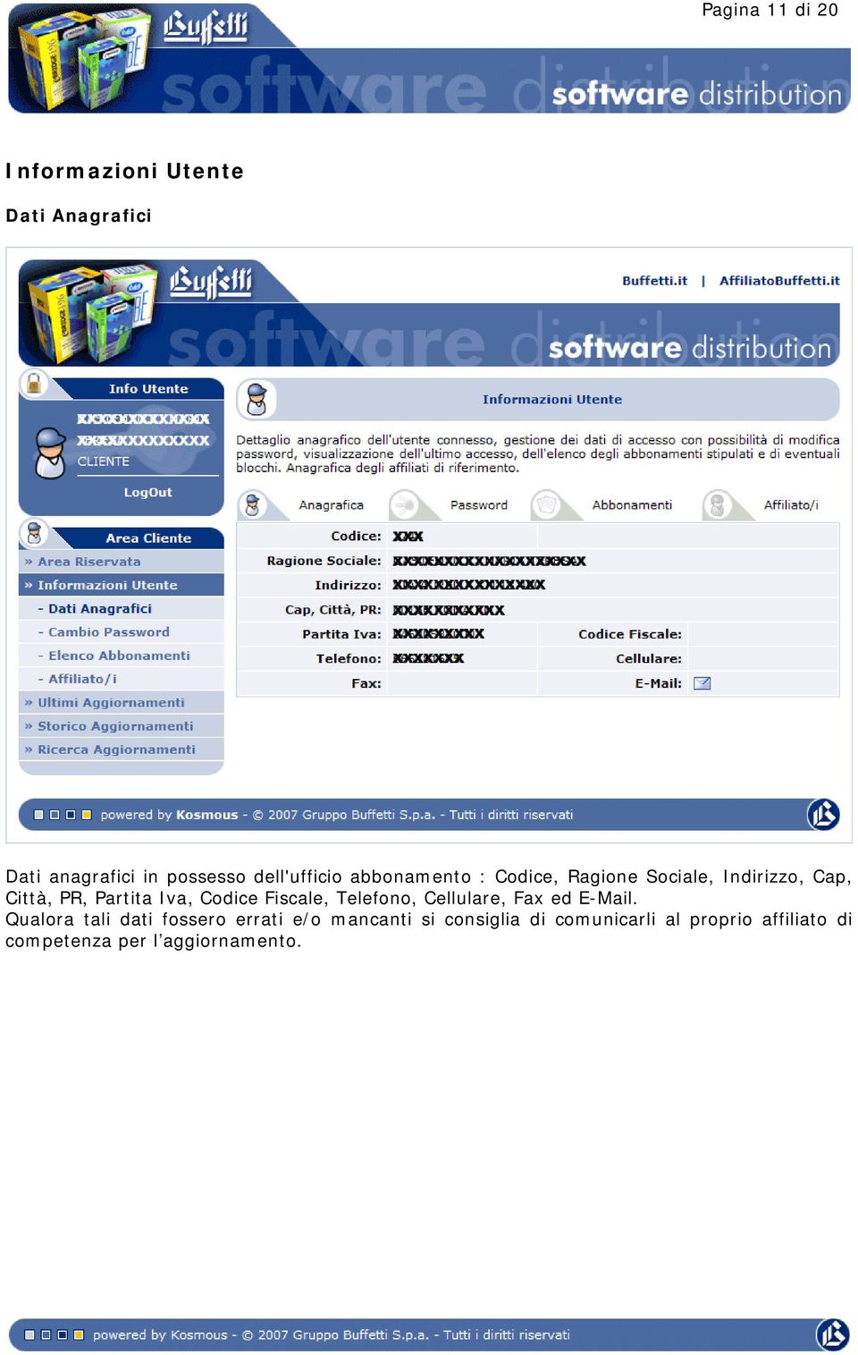 Iva, Codice Fiscale, Telefono, Cellulare, Fax ed E-Mail.