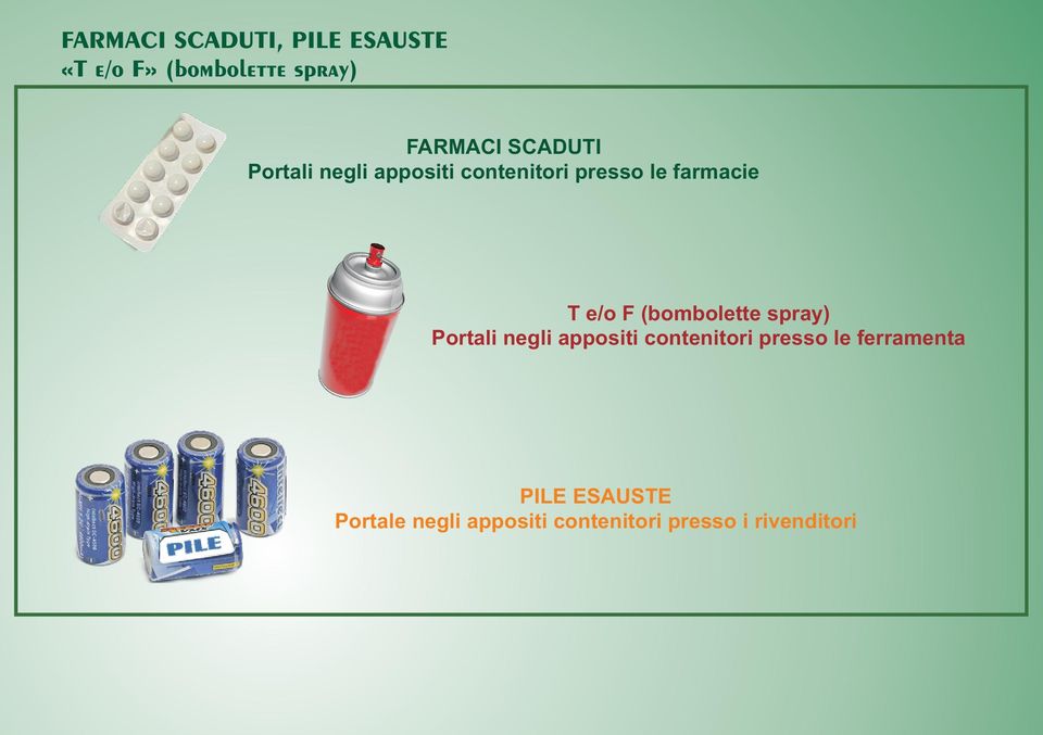 (bombolette spray) Portali negli appositi contenitori presso le