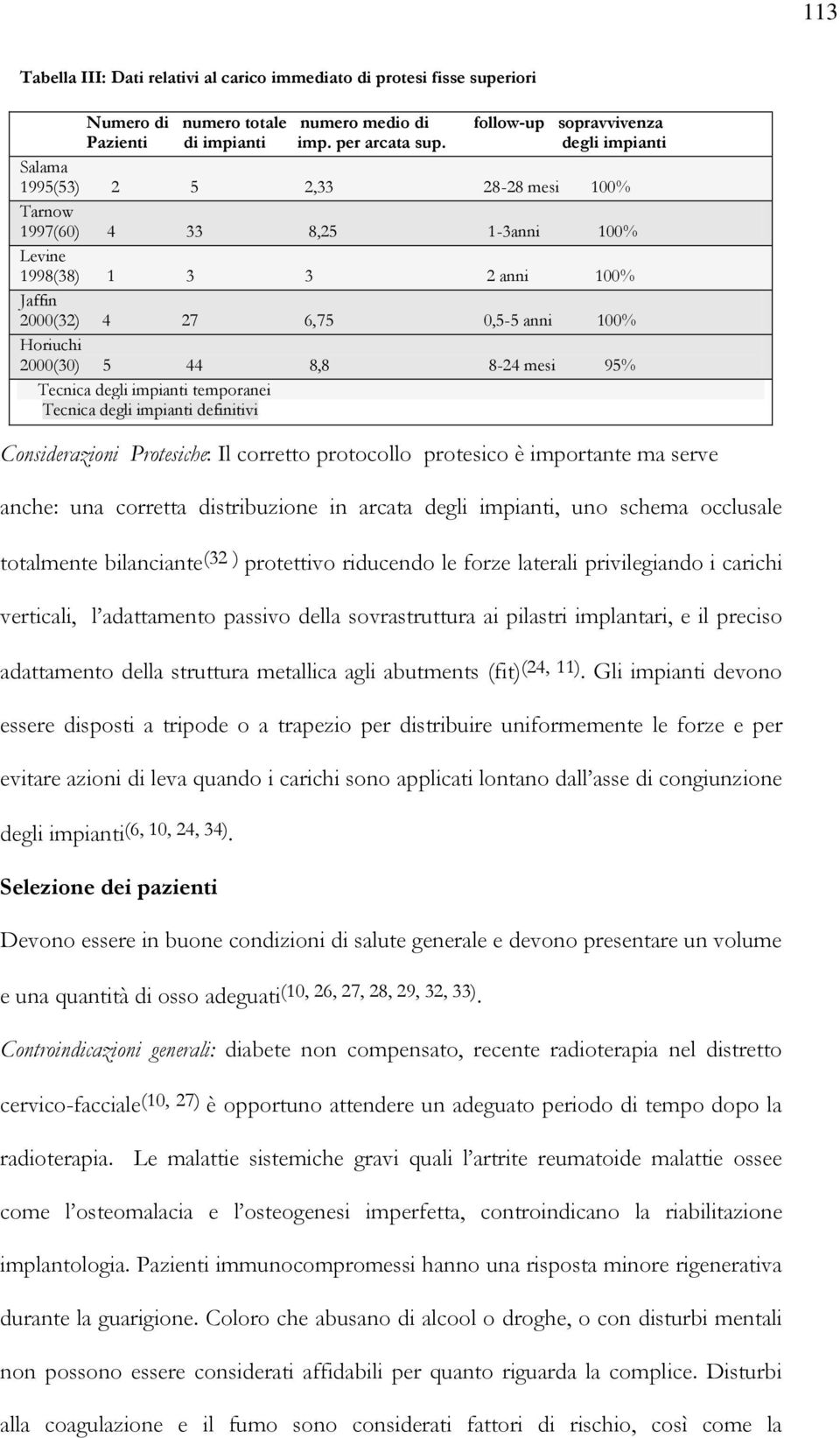 8-24 mesi 95% Tecnica degli impianti temporanei Tecnica degli impianti definitivi Considerazioni Protesiche: Il corretto protocollo protesico è importante ma serve anche: una corretta distribuzione